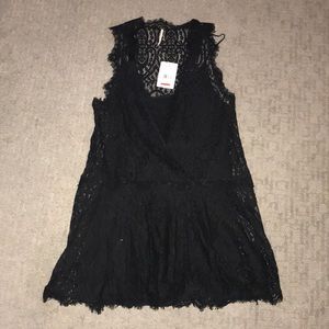 Free People Black Lace Cover Up Dress NWT